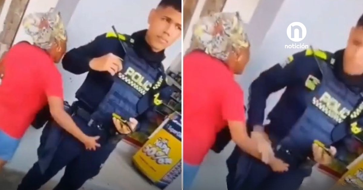 ¡Qué falta de respeto! Abuelita le agarró las partes íntimas a un policía en Barranquilla.